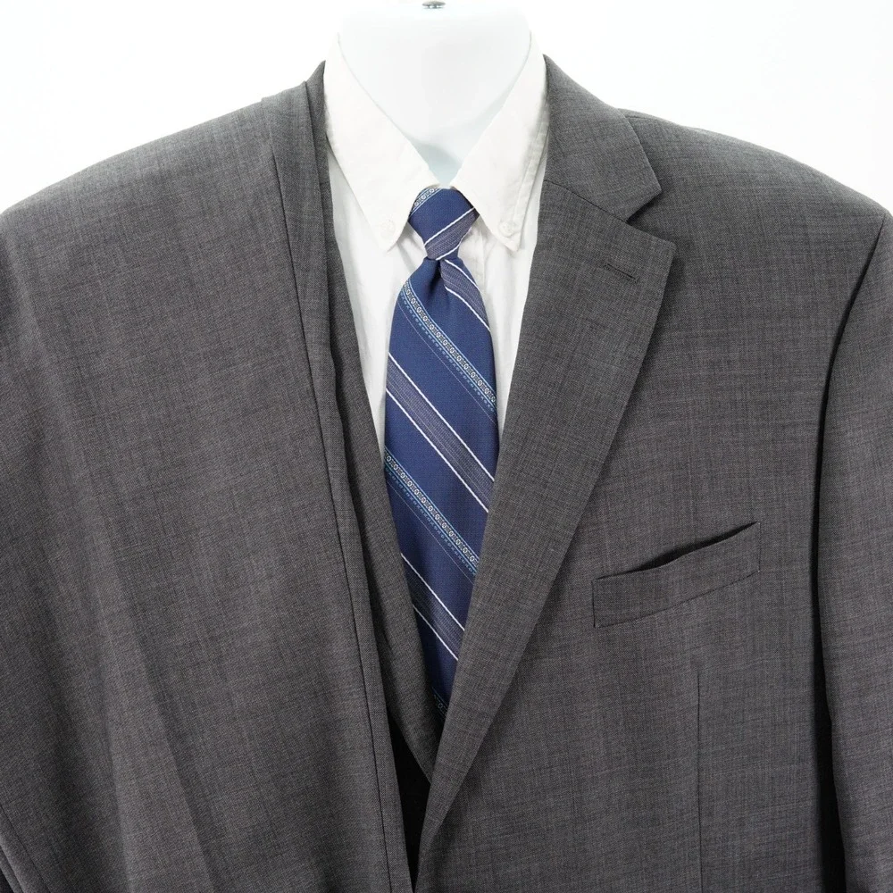Lauren Ralph Lauren Wool Gray Sharkskin 2 Piece Suit 50R 47 / 29 Flat Front High